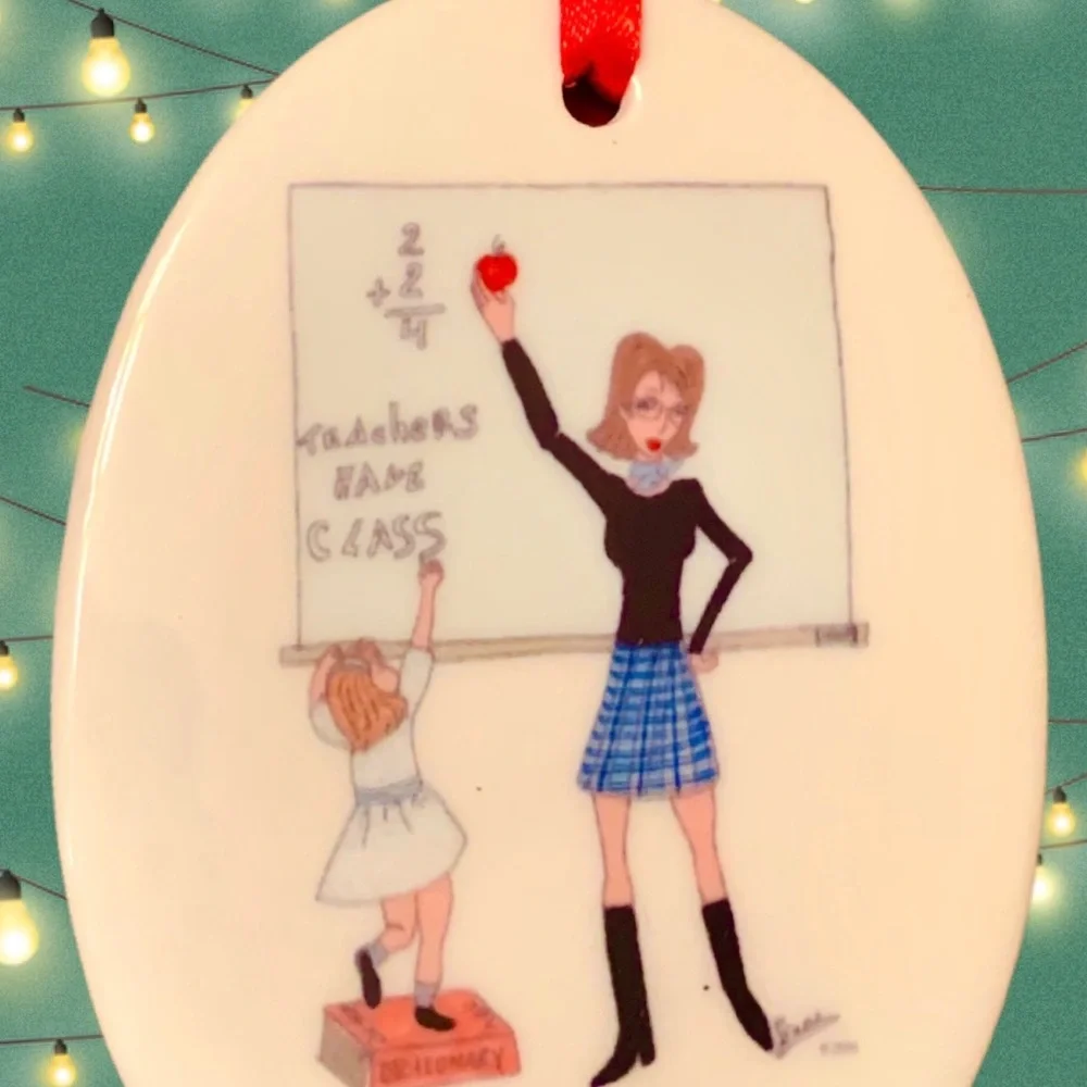 Teachers have class ceramic Christmas ornament round ceramic